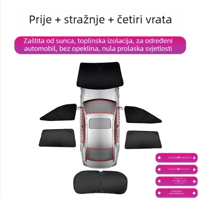 Automobilska zavjesa za sunce za R7 – potpuno pokriće, privatnost i toplinska izolacija, ugradnja snap-in, pogodna za prednje, stražnje i krovne prozore.