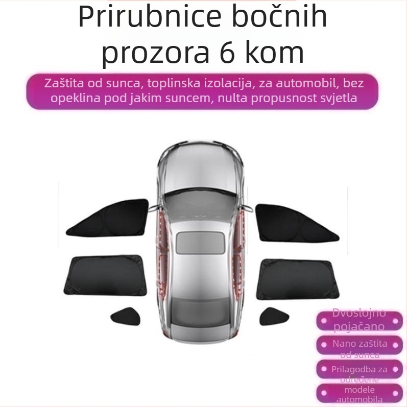 Automobilska zavjesa za sunce za R7 – potpuno pokriće, privatnost i toplinska izolacija, ugradnja snap-in, pogodna za prednje, stražnje i krovne prozore.