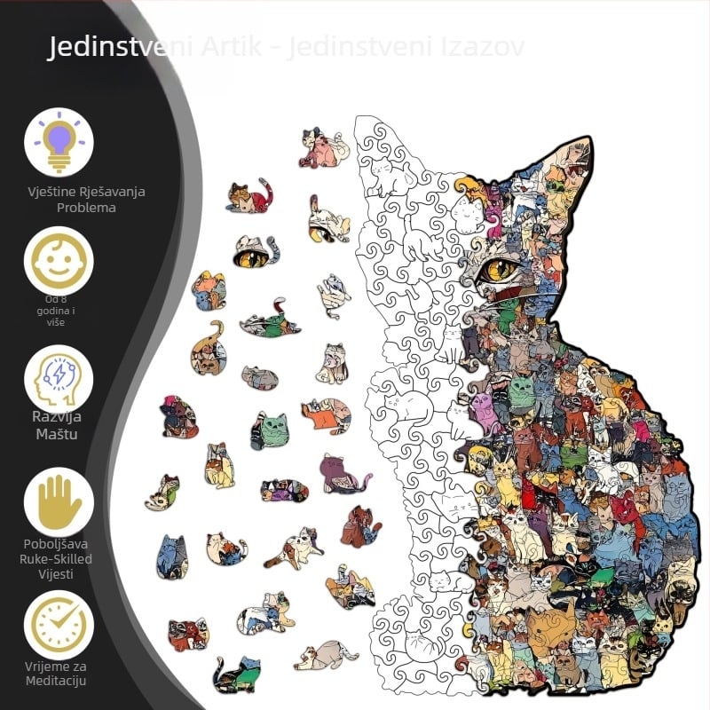 Drvena ravna slagalica igračka za uzrast 7–14, napredna težina, prilagođeni crteži