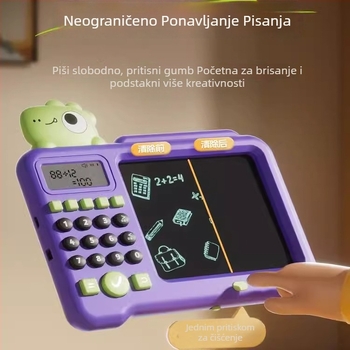 Dječja mašina za matematičko učenje s LCD zaslonom – ponovno punjiva litijska baterija, plastično kućište, bez memorije, za uzrast 4–6 godina (zbrajanje, oduzimanje, množenje, dijeljenje)