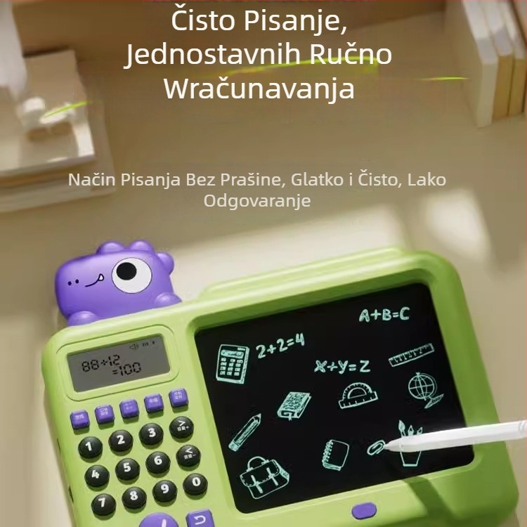 Dječja mašina za matematičko učenje s LCD zaslonom – ponovno punjiva litijska baterija, plastično kućište, bez memorije, za uzrast 4–6 godina (zbrajanje, oduzimanje, množenje, dijeljenje)