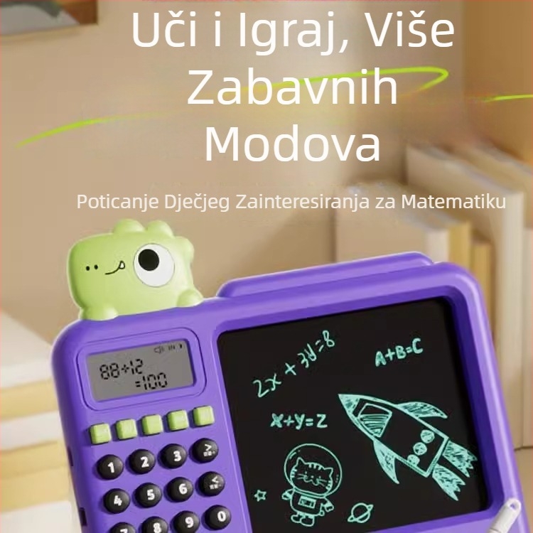 Dječja mašina za matematičko učenje s LCD zaslonom – ponovno punjiva litijska baterija, plastično kućište, bez memorije, za uzrast 4–6 godina (zbrajanje, oduzimanje, množenje, dijeljenje)