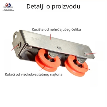 988 Dvostruki ležajni kotač za klizna vrata, nehrđajući čelik/nylon kotač, nosivost 70 kg, za klizna vrata i prozore