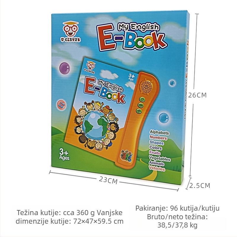 Pen za čitanje dodirivanjem za djecu – učenje engleskog s audio, interaktivna dodirna povratna informacija, roditeljsko-dječja igra, bez memorije, napajanje baterijama (uzrast 4–6 godina)