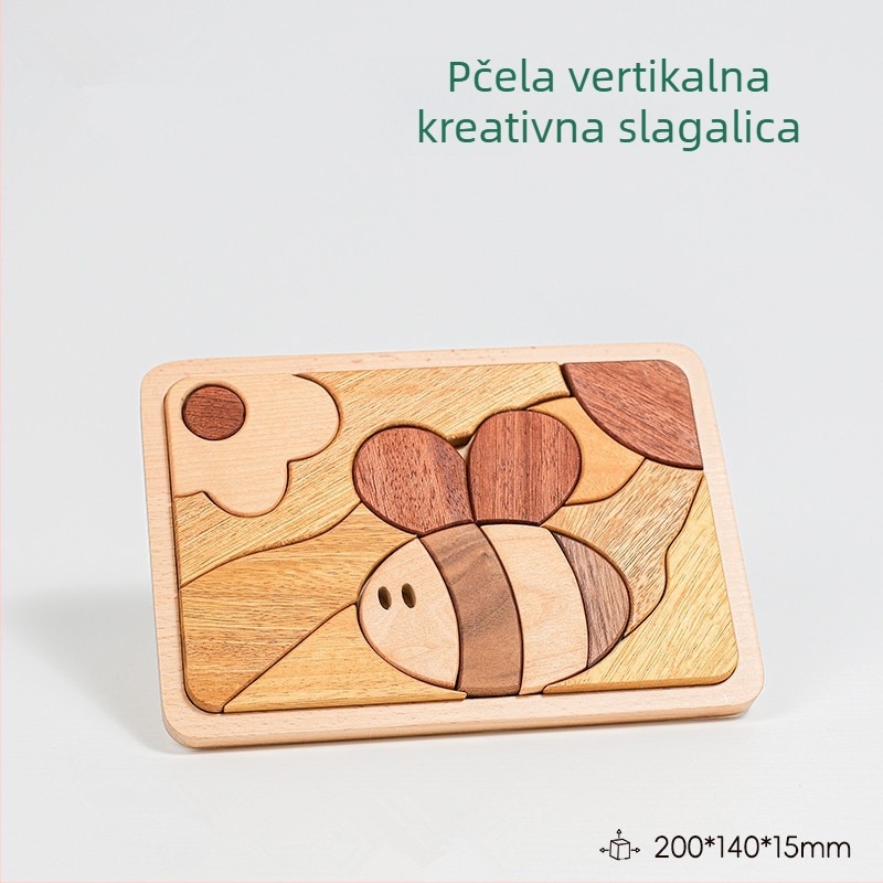 Merpin Drvena ploča s slagalicom za djecu, ravna slagalica, uzrast 4–6 godina