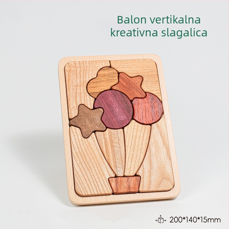 Merpin Drvena ploča s slagalicom za djecu, ravna slagalica, uzrast 4–6 godina