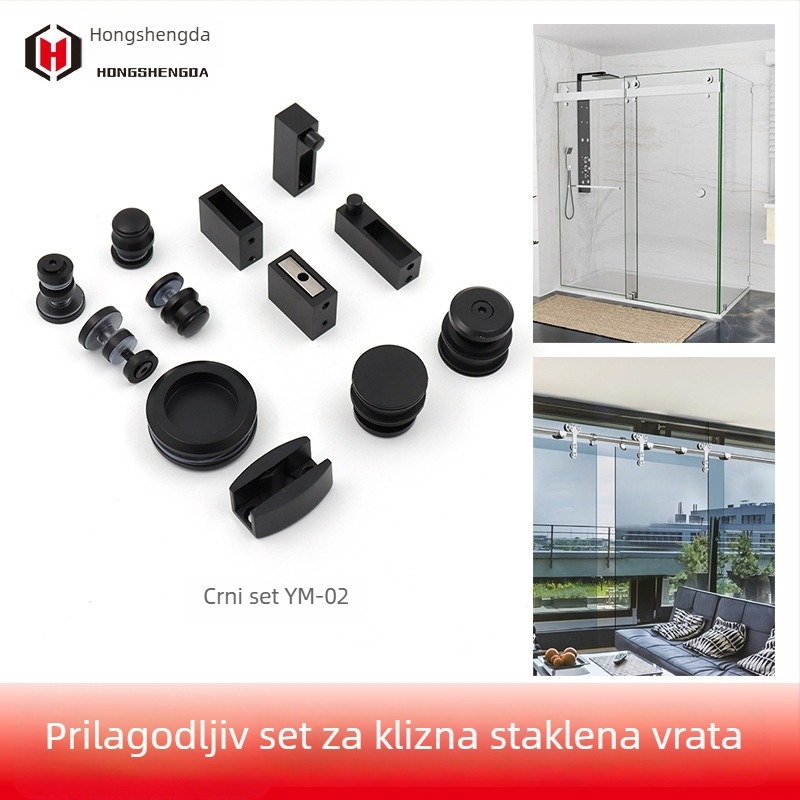 Set kliznih staklenih vrata tuš prostor, 304 nehrđajući čelik, pribor za pregrade vrata, YM-02, za kupaonicu