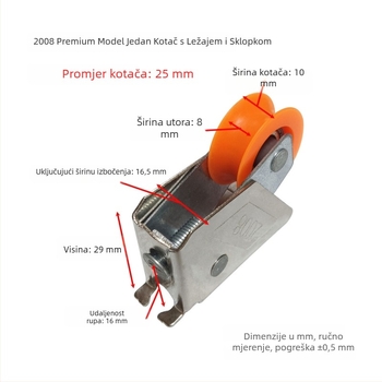8-utorni aluminijski klizni kotačić s jednim kotačem i ležajem donje šine