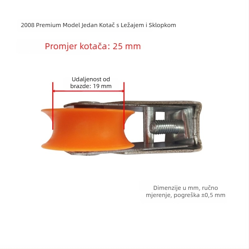 8-utorni aluminijski klizni kotačić s jednim kotačem i ležajem donje šine