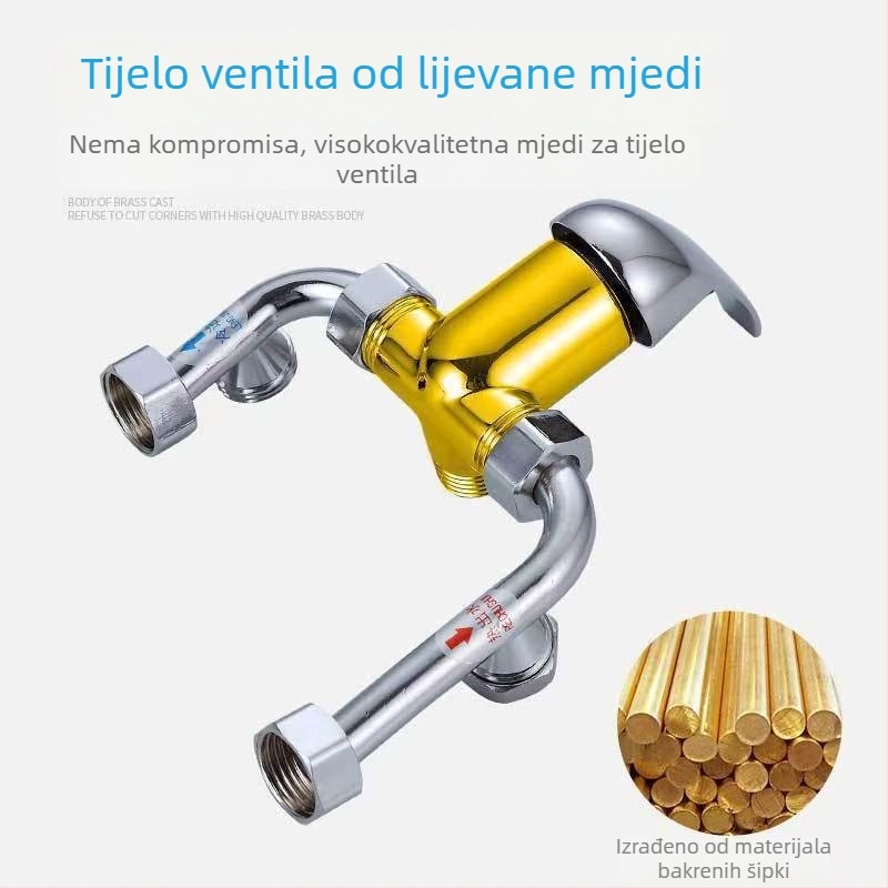Električni miješajući ventil za bojler s bakrenim tijelom, površinski montirani prekidač, miješanje tople i hladne vode, izlaz u obliku slova U, univerzalni dodatak za tuš
