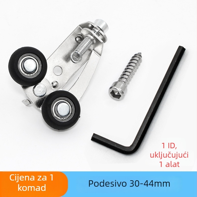 Monledge Prilagodljivi gornji kotač za klizna vrata ormara – niklano nylon kotač, model Srednje prilagodljivo gornje kolu, osovina 5 mm, radijus žljeba za užad 5 mm, raspon ugradnje 30–42 mm