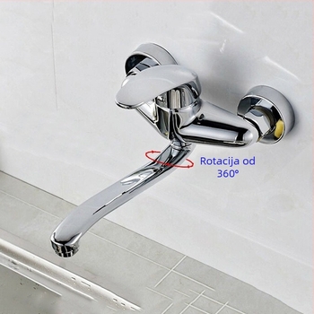 Zidni kuhinjski miješani faucet s miješanjem tople i hladne vode, radni tlak 0.8 MPa, topla voda 90°C, hladna -15°C, protok 3.2, promjer Ø10 mm