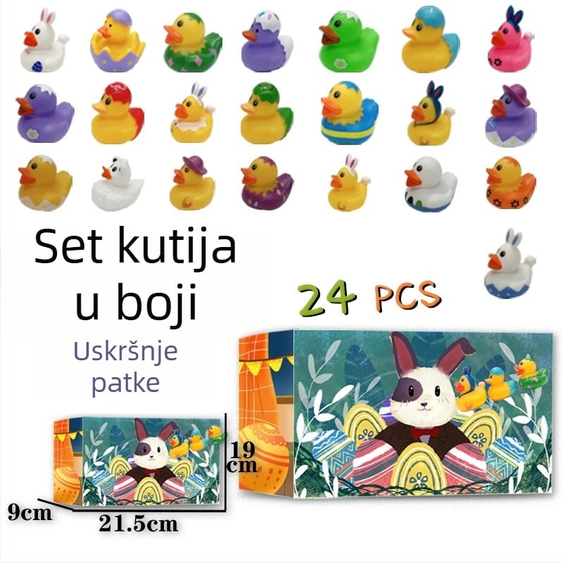 Vinilna uskršnja patka igračka, 24-dijelni poklon paket, za djecu 4–6 godina, poklon, pluta, zabava stiskanjem