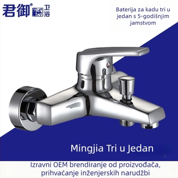 Tuš set s mosaznim miješalnikom, zidna montaža, trofunkcijski miješalnik, topla i hladna voda za kadu