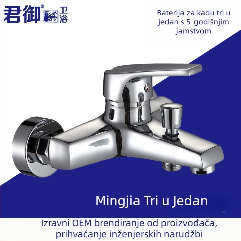 Tuš set s mosaznim miješalnikom, zidna montaža, trofunkcijski miješalnik, topla i hladna voda za kadu