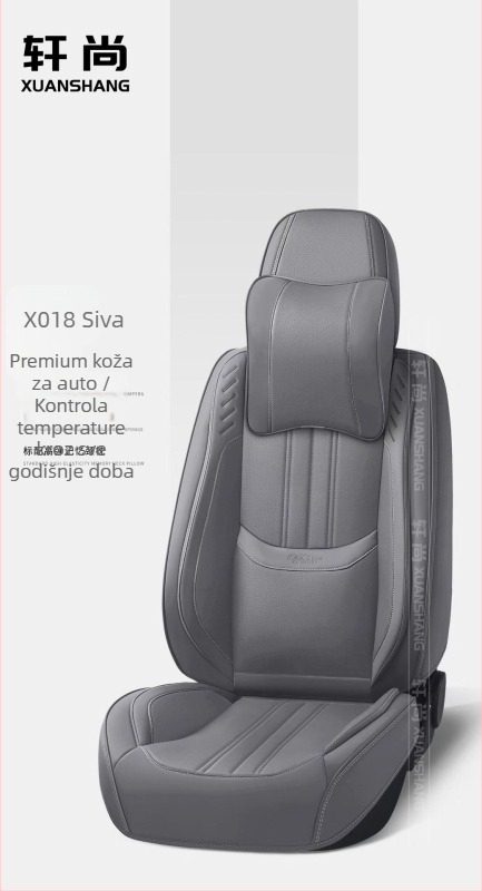 Set pokrivača za auto sjedala, mikrovlakna koža, punjenje od pamuka, ventilirano, sve sezone, za 5 sjedala