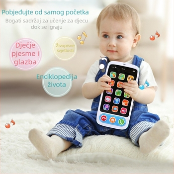 Dječji inteligentni simulirani glazbeni telefon sa svjetlima — multifunkcionalna rani obrazovna igračka za bebe; plastika; funkcije: električno, bljeskanje, roditeljsko-djeci igre, glazba, emocionalna interakcija; memorija: nema; dob: 0–3.