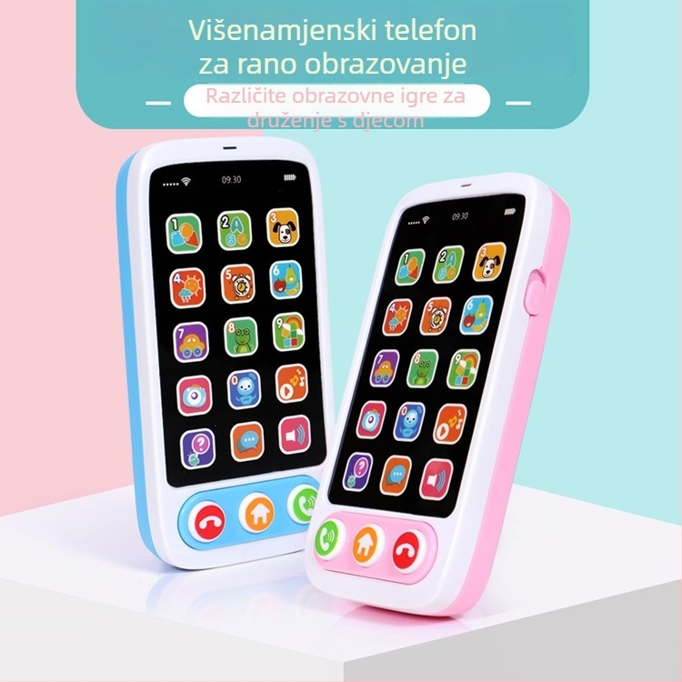 Dječji inteligentni simulirani glazbeni telefon sa svjetlima — multifunkcionalna rani obrazovna igračka za bebe; plastika; funkcije: električno, bljeskanje, roditeljsko-djeci igre, glazba, emocionalna interakcija; memorija: nema; dob: 0–3.