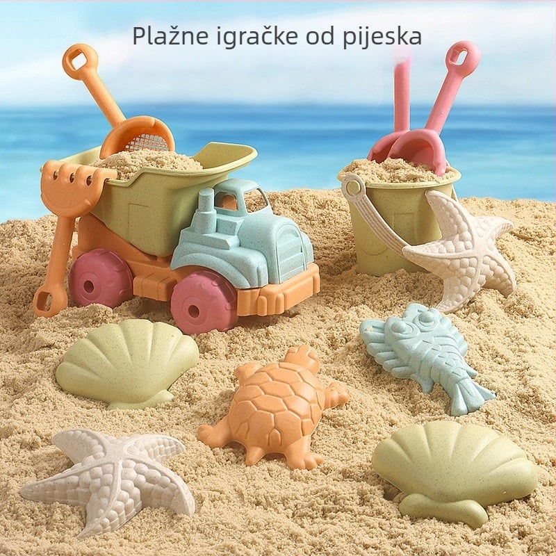 Dječji set za igru s pijeskom i vodom — plastične plaža igračke s alatima za pijesak, pogodan za djecu 4–6 godina