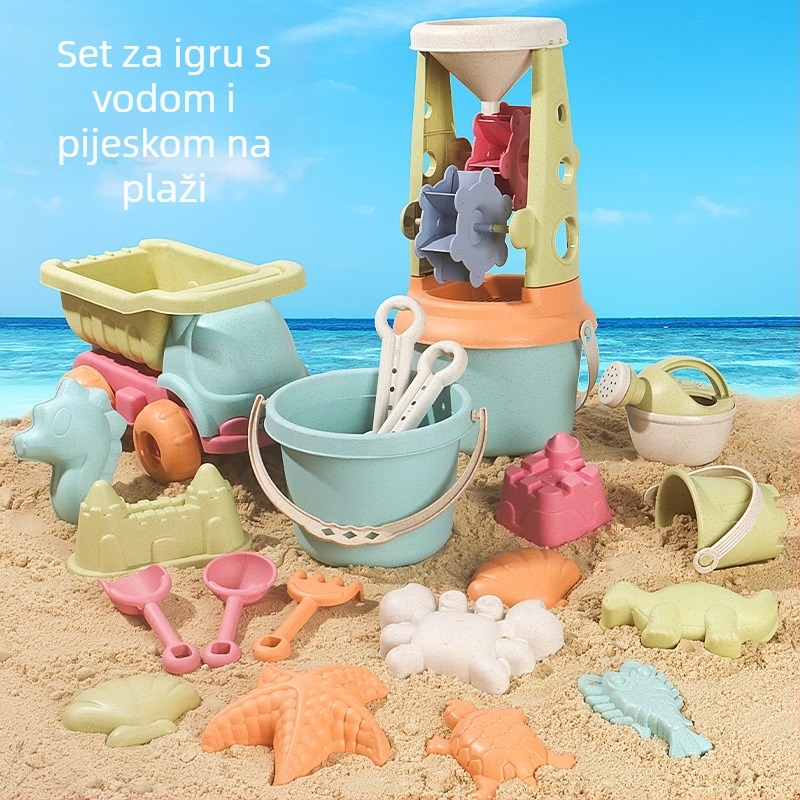Dječji set za igru s pijeskom i vodom — plastične plaža igračke s alatima za pijesak, pogodan za djecu 4–6 godina