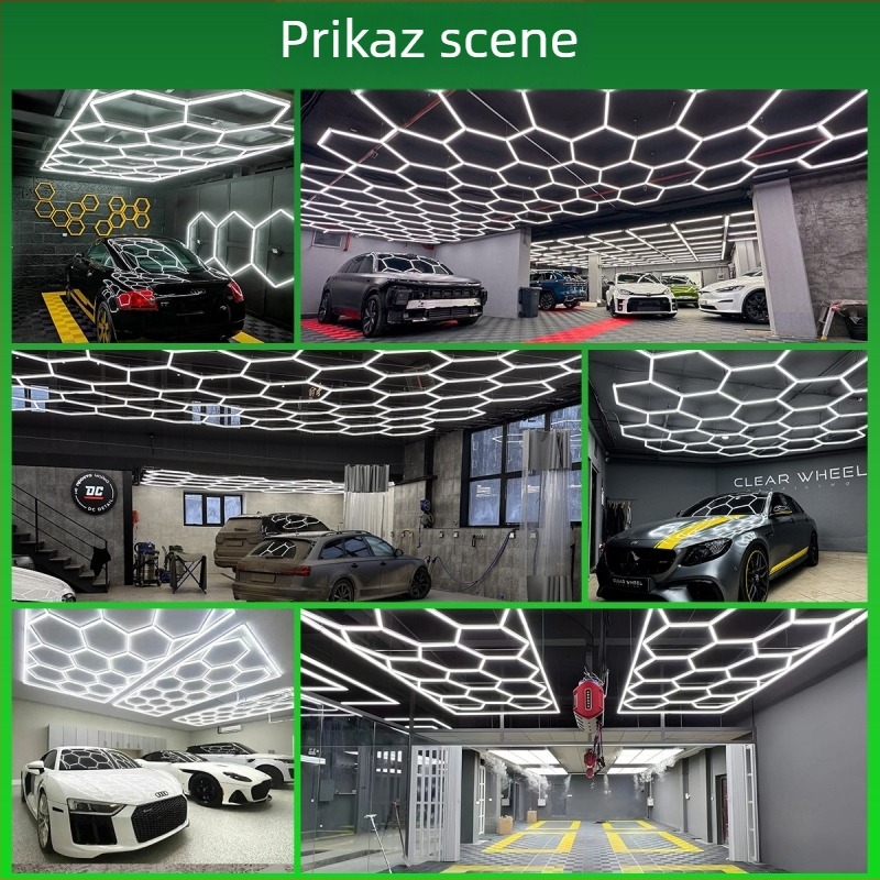 LED stropna svjetiljka s uzorkom saća, 85–265V, za detailing automobila, radionicu i autopraonicu