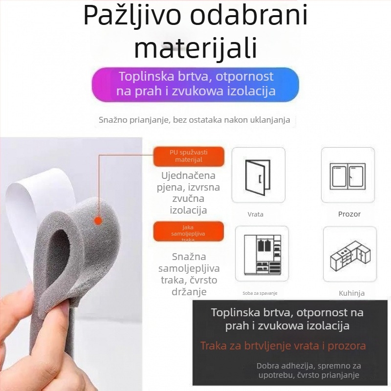 Brtvena traka za vrata i prozore - samoljepljiva, otporna na vjetar i zvučna izolacija, za vrata (Stil: Novi kineski stil)