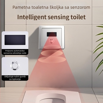 Senzorski ventil za ispiranje podne WC-a sa skrivenom ugradnjom, nehrđajući čelik, model 481, moderni minimalistički stil
