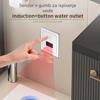 Senzorski ventil za ispiranje podne WC-a sa skrivenom ugradnjom, nehrđajući čelik, model 481, moderni minimalistički stil