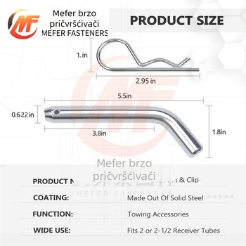 Pin za vuču prikolice, galvaniziran, GB880 standard, univerzalno, Mif Fasteners