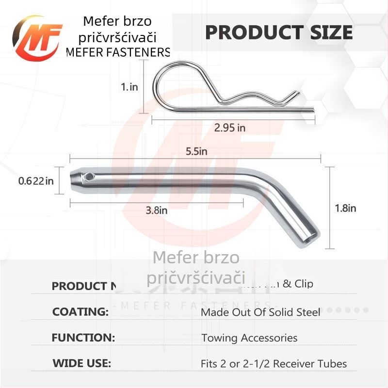 Pin za vuču prikolice, galvaniziran, GB880 standard, univerzalno, Mif Fasteners