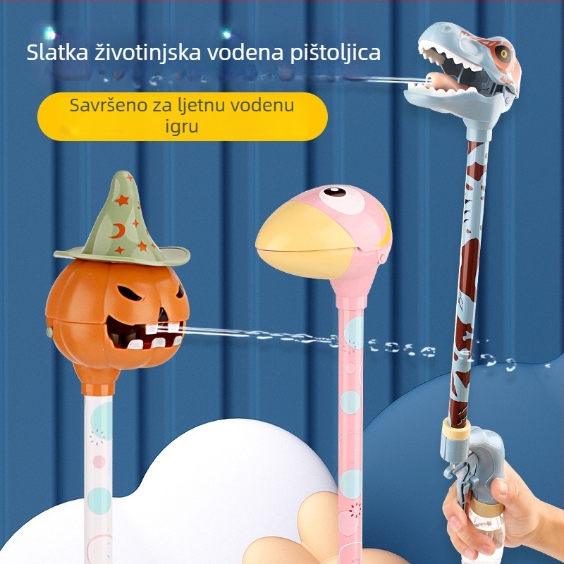 Pistolj za vodu s pritiskom – dizajn dinosaurusa-tikve, ABS materijal, pogodan za djecu 4–6 godina
