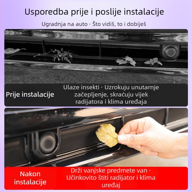 Mreža protiv insekata za vodeni spremnik Q5L na rešetki, kompatibilna s modelima 19–25 A6L/A4L – nadograđena otklopna mreža sa snap-on spojem, šifra proizvoda Xy877522002145