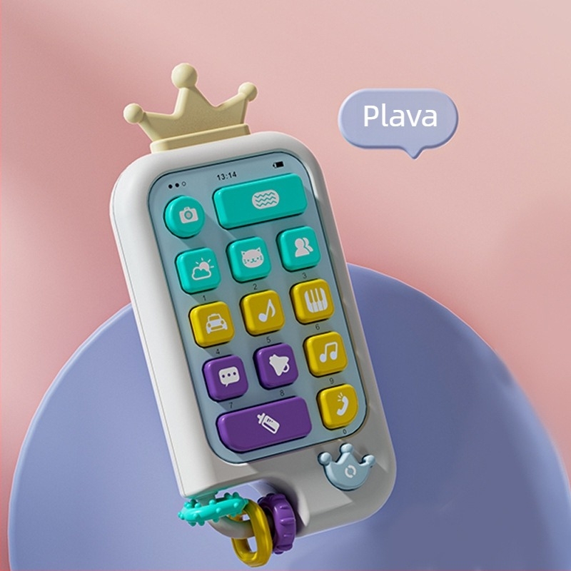 Dvojezična dječja obrazovna glazbena telefonska igračka, plastična, svjetleći dijelovi i zvuk, napajanje običnim suhim baterijama, dob 0-3 godine