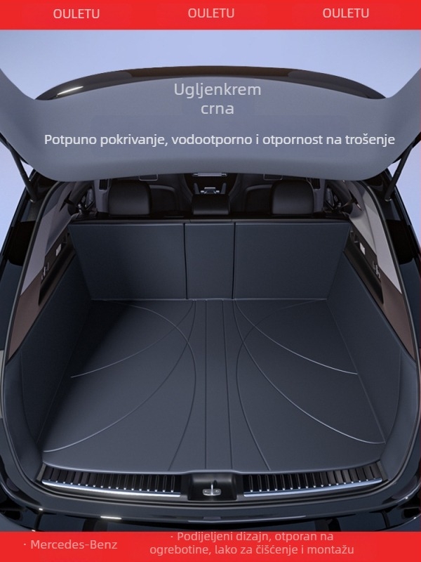 Feiying kožna prostirka za prtljažnik za Mercedes-Benz E300L, C260L, GLC260, A200L, C200L i GLC260L — potpuno pokriće, prilagodljivo
