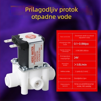 Ventil za RO sustav za pročišćavanje vode, bakreno kućište, vatrootporni i prehrambeni materijali, s prekidačem za ispiranje