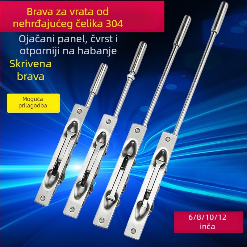 Zavora za vrata tip Nebo i Zem, nehrđajući čelik 304, brušeni završetak, skriveni mehanizam zaključavanja, otporan na požar, model RDA-24
