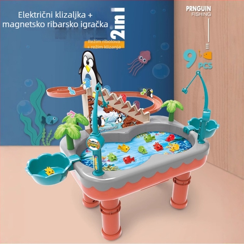 Hubao Plastična električna igračka za ribolov u bazenu s magnetnim pingvinom i ljestvicama – za djecu 4–6 godina