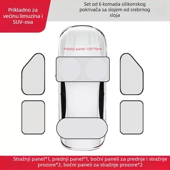 6-dijeli univerzalni set auto sjenila za prednje staklo - izvlačni, titan završna obrada, kod Z795