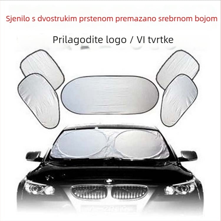 6-dijeli univerzalni set auto sjenila za prednje staklo - izvlačni, titan završna obrada, kod Z795