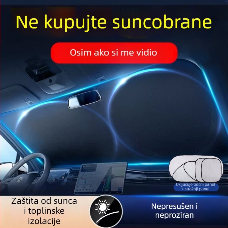 6-dijeli univerzalni set auto sjenila za prednje staklo - izvlačni, titan završna obrada, kod Z795