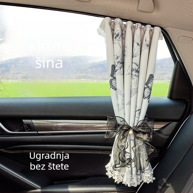Automobilska sjenila za sunce s ugrađenom kliznom tračnicom, universalna prilagodba, chenille materijal, debeli neproziran, zaštita od sunca i toplinska izolacija za bočne prozore