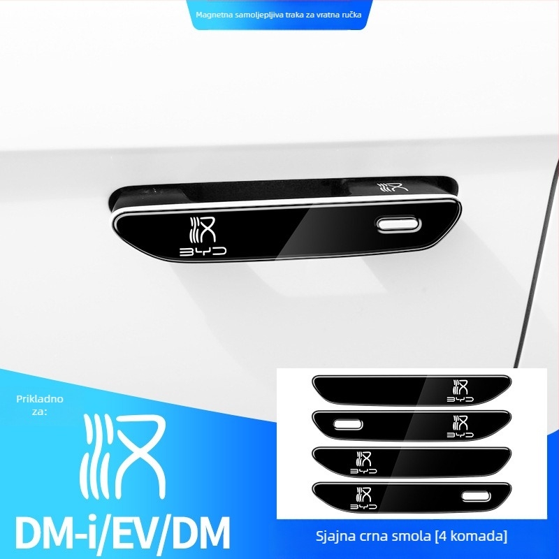 Gumena traka protiv ogrebotina za kvaku vrata BYD Han, izgled karbonskih vlakana, kompatibilno s kvakom Han, BYD-Han serija, prilagodljiva obrada