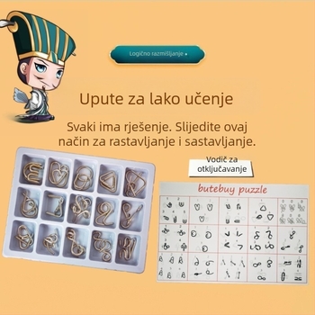 Kongming Lock metalna zagonetka – za djecu 7–14 godina, komplet od 24 dijela