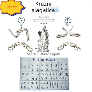 Kongming Lock metalna zagonetka – za djecu 7–14 godina, komplet od 24 dijela