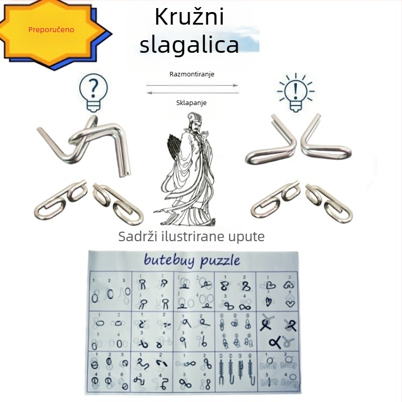 Kongming Lock metalna zagonetka – za djecu 7–14 godina, komplet od 24 dijela