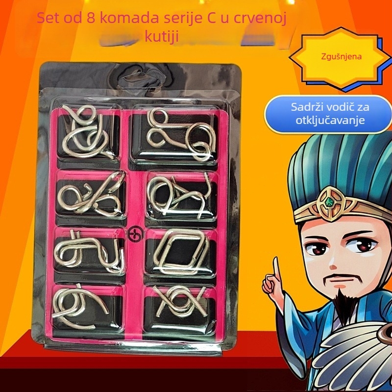 Kongming Lock metalna zagonetka – za djecu 7–14 godina, komplet od 24 dijela