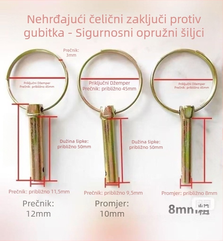 Pin za zaključavanje traktorskog ovjesa – anti‑gubitak, GB/T 4329-2001, obojena površina