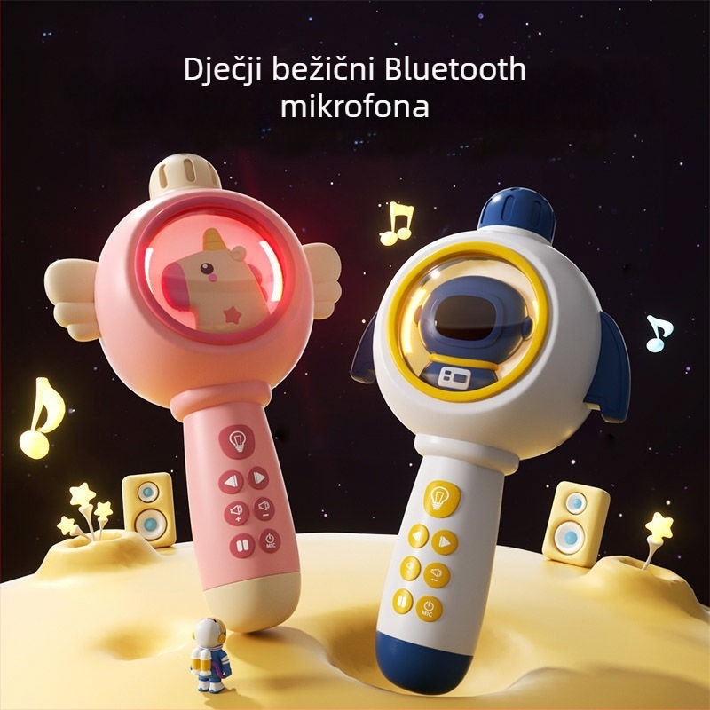 Dječji Bluetooth mikrofon – višenamjenska edukativna igračka s snimanjem, prepoznavanjem govora, glazbom i punjivom litij-ionskom baterijom (tema svemira)