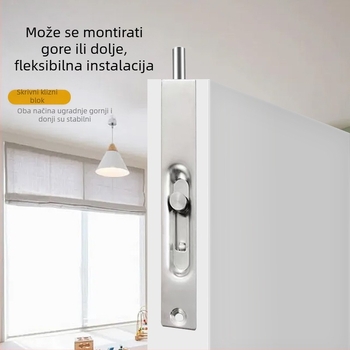 Heaven-Earth tip ugradbeni zasun za dvostruka vrata; gornji-donji mehanizam umetanja; materijal: nehrđajući čelik i željezo; završna obrada: elektroplatiranje