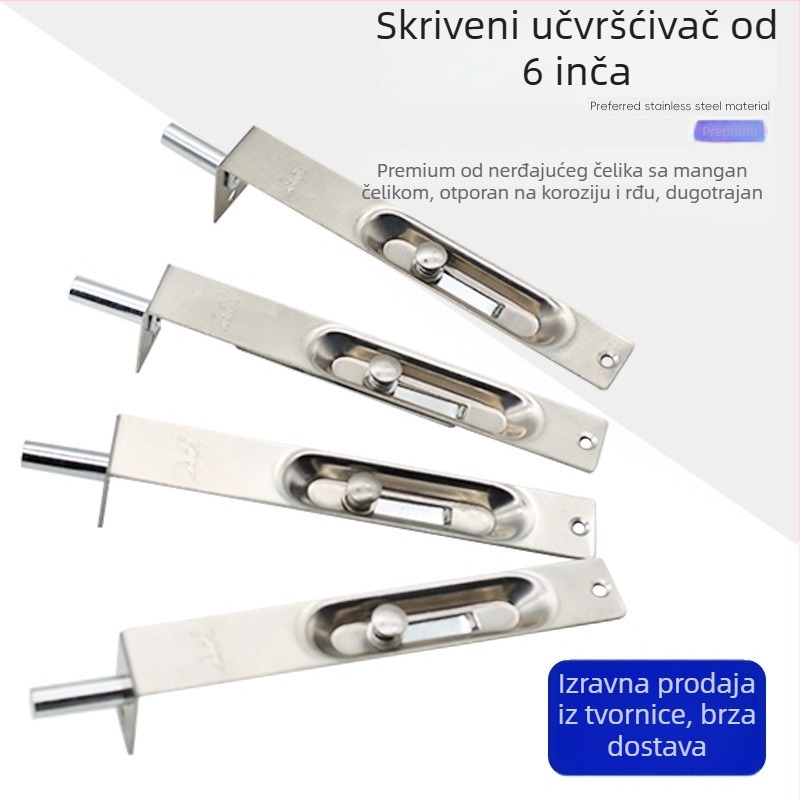 Heaven-Earth tip ugradbeni zasun za dvostruka vrata; gornji-donji mehanizam umetanja; materijal: nehrđajući čelik i željezo; završna obrada: elektroplatiranje